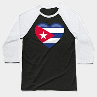 Cuba Flag Heart Baseball T-Shirt